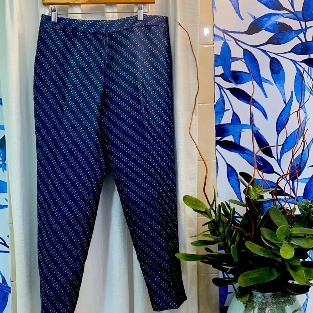 Women’s Talbots Navy Blue Polyester & Rayon Christmas Light Pants Size Petite 8